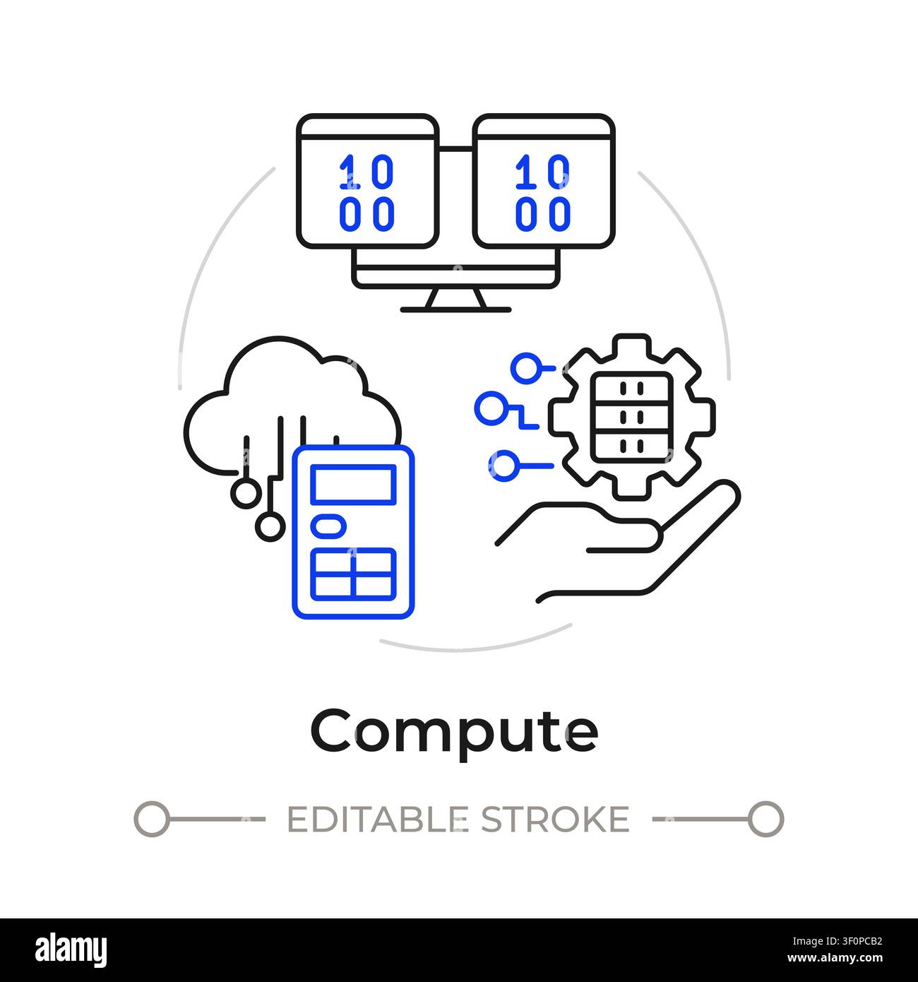 Compute duotone line art concept icon Stock Vector