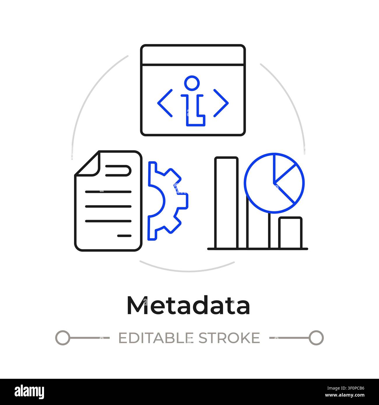 Metadata duotone line art concept icon Stock Vector