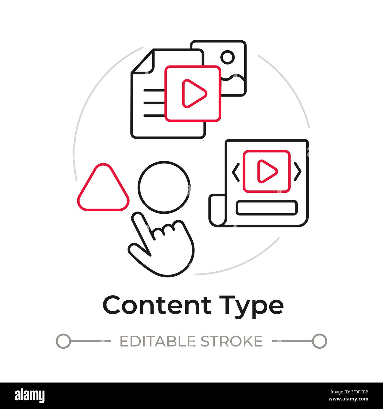 Content type duotone line art concept icon Stock Vector