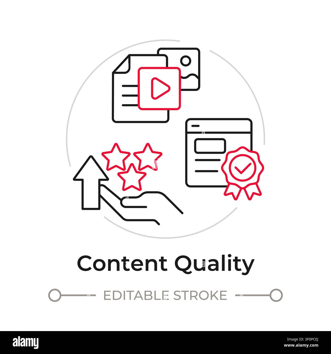 Content quality duotone line art concept icon Stock Vector