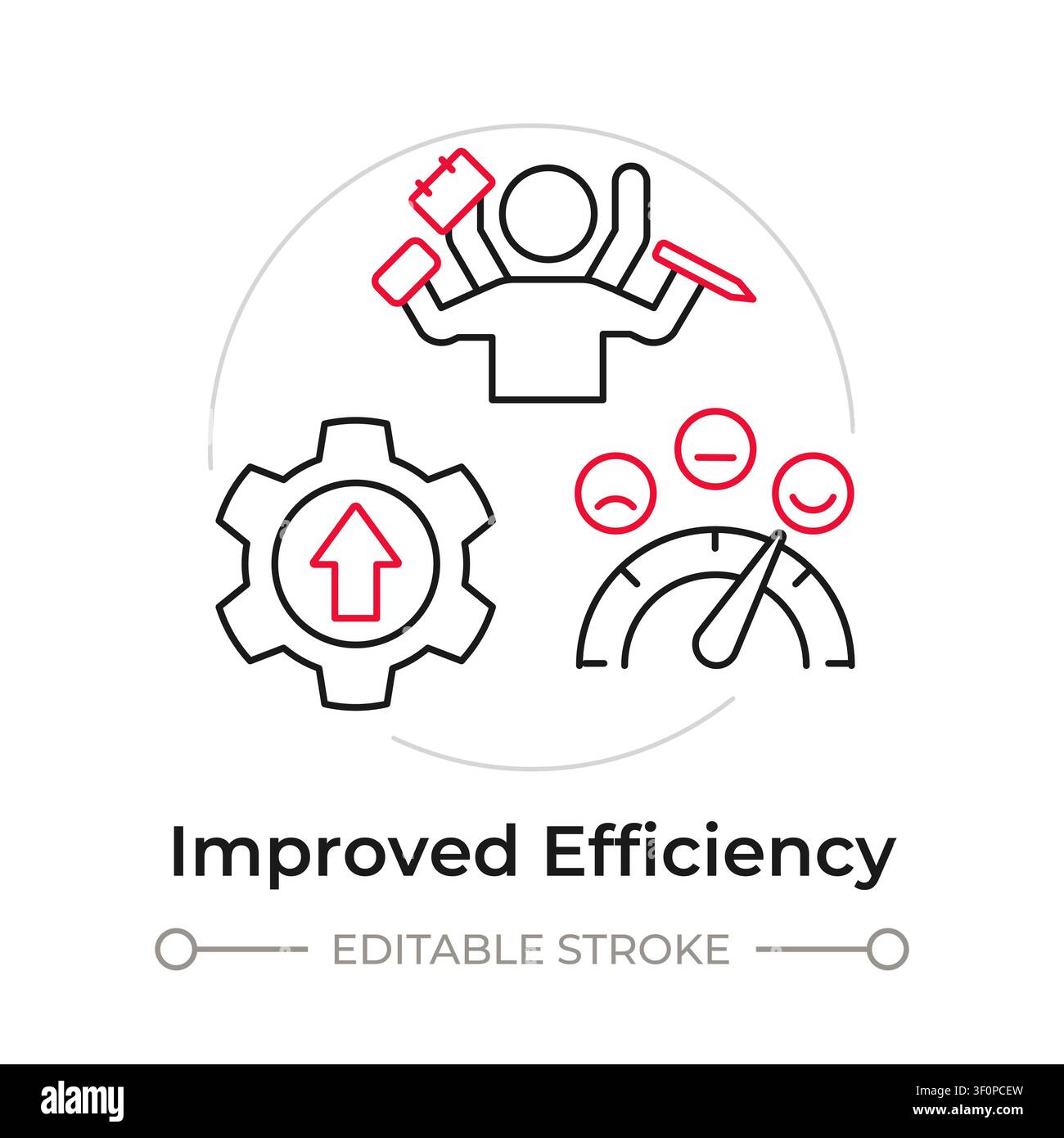 Improved efficiency duotone line art concept icon Stock Vector