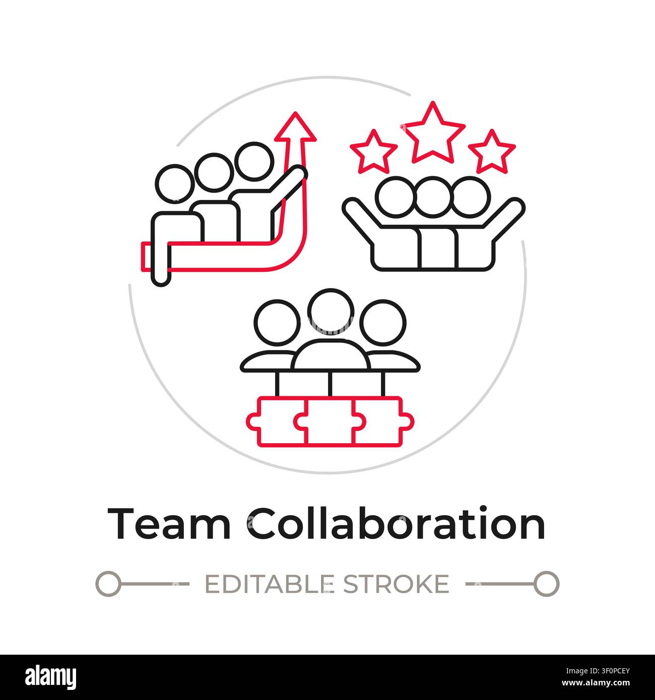 Team collaboration duotone line art concept icon Stock Vector