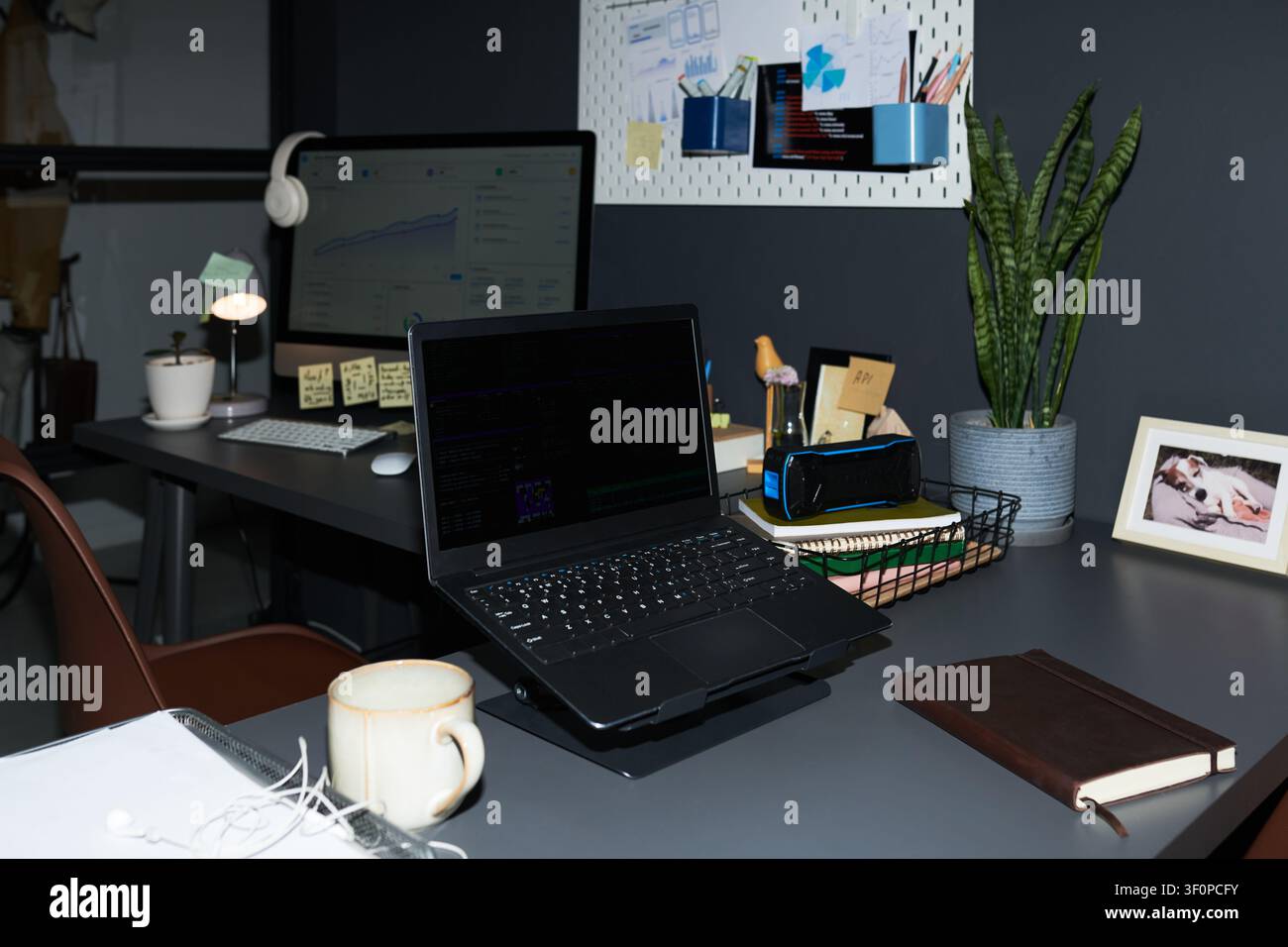 Modern Home Office Workspace Supporting Remote Work Productivity Stock Photo