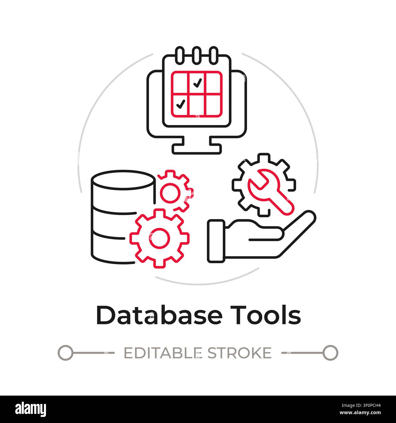 Database tools duotone line art concept icon Stock Vector