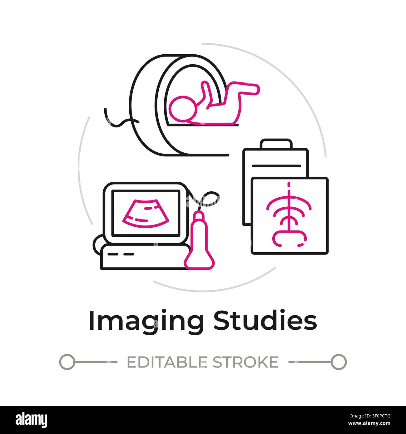 Imaging studies duotone line art concept icon Stock Vector