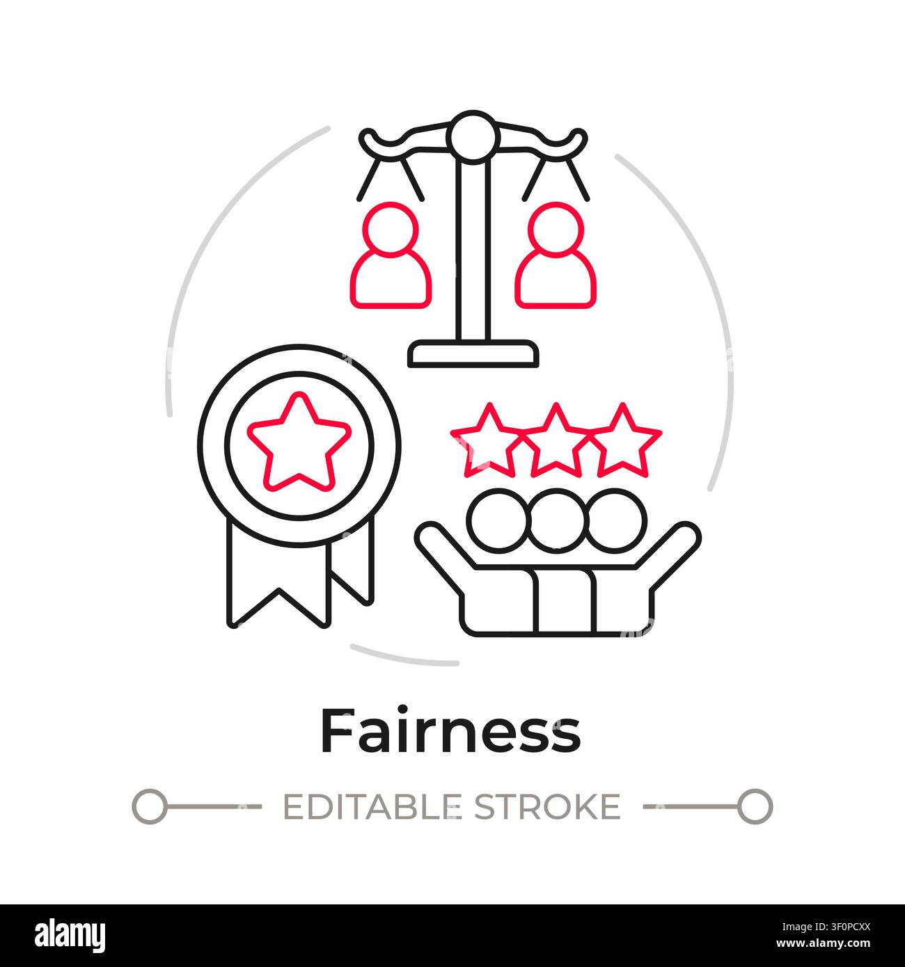 Fairness duotone line art concept icon Stock Vector