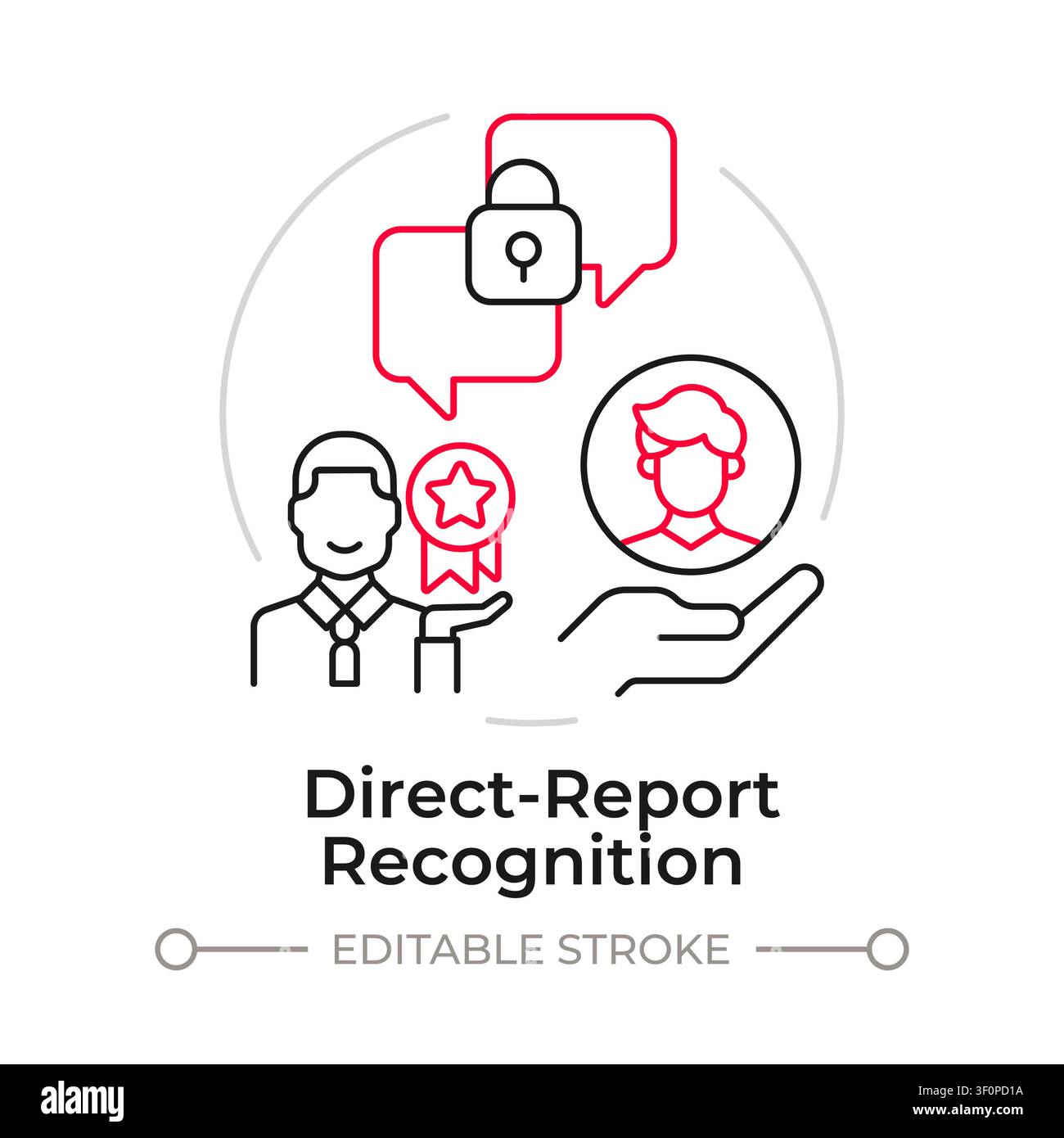 Direct report recognition duotone line art concept icon Stock Vector