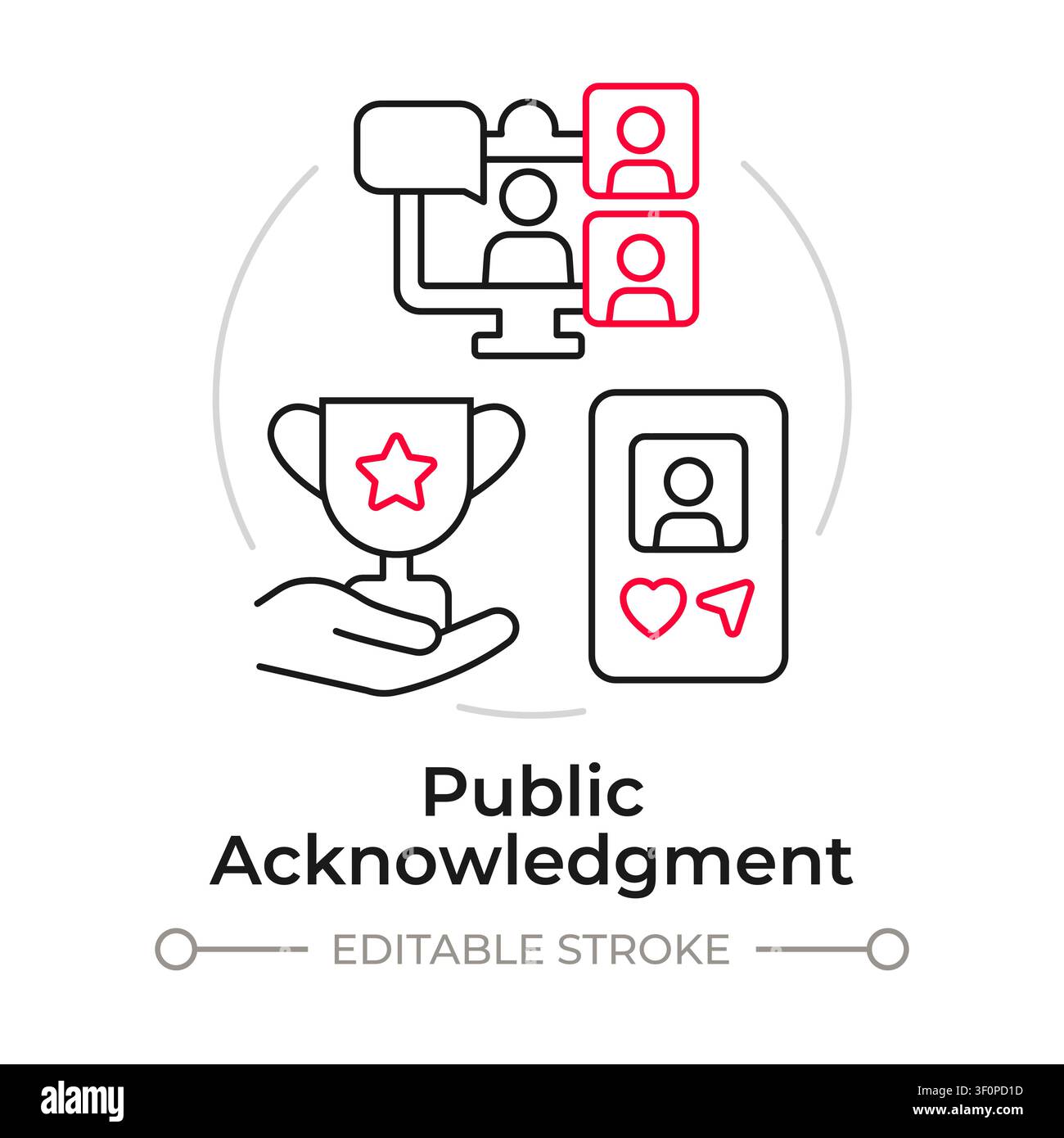 Public acknowledgment duotone line art concept icon Stock Vector