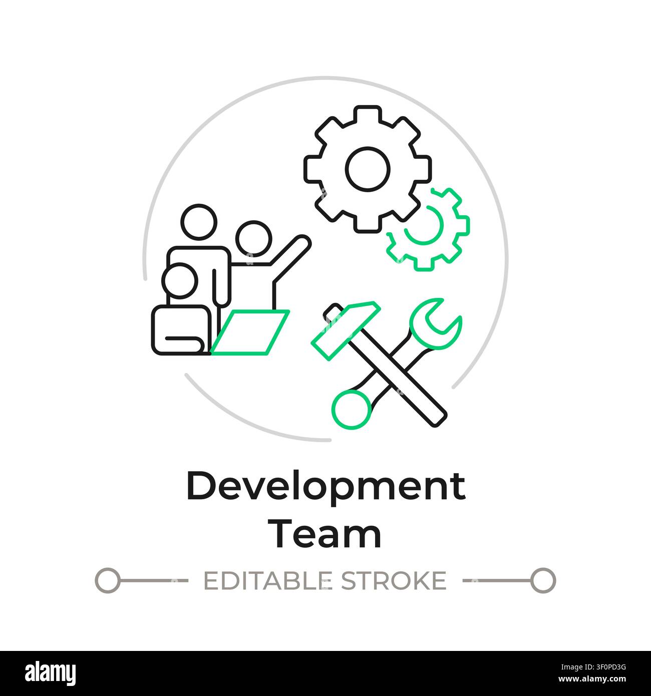 Development team duotone line art concept icon Stock Vector