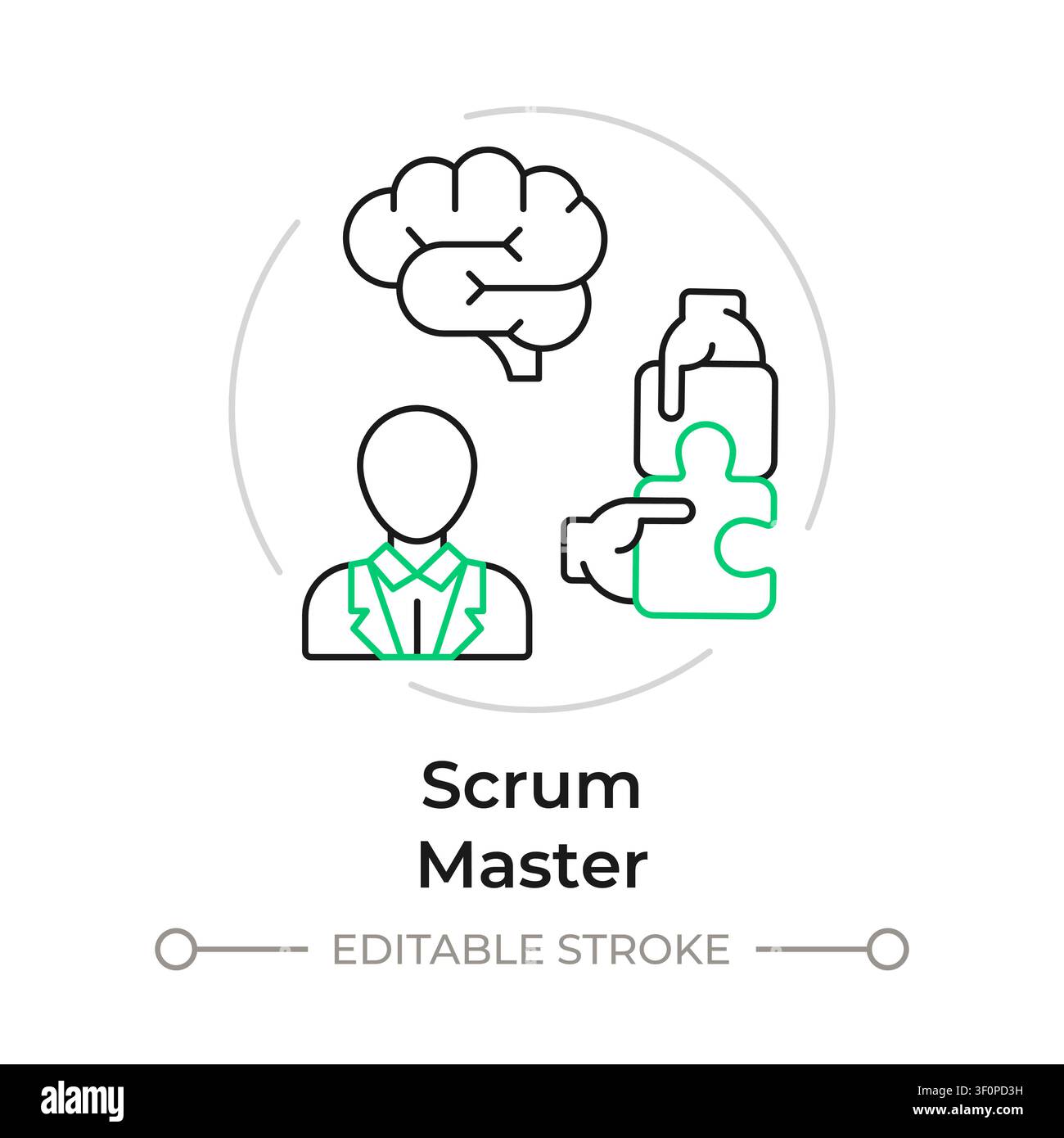 Scrum master duotone line art concept icon Stock Vector