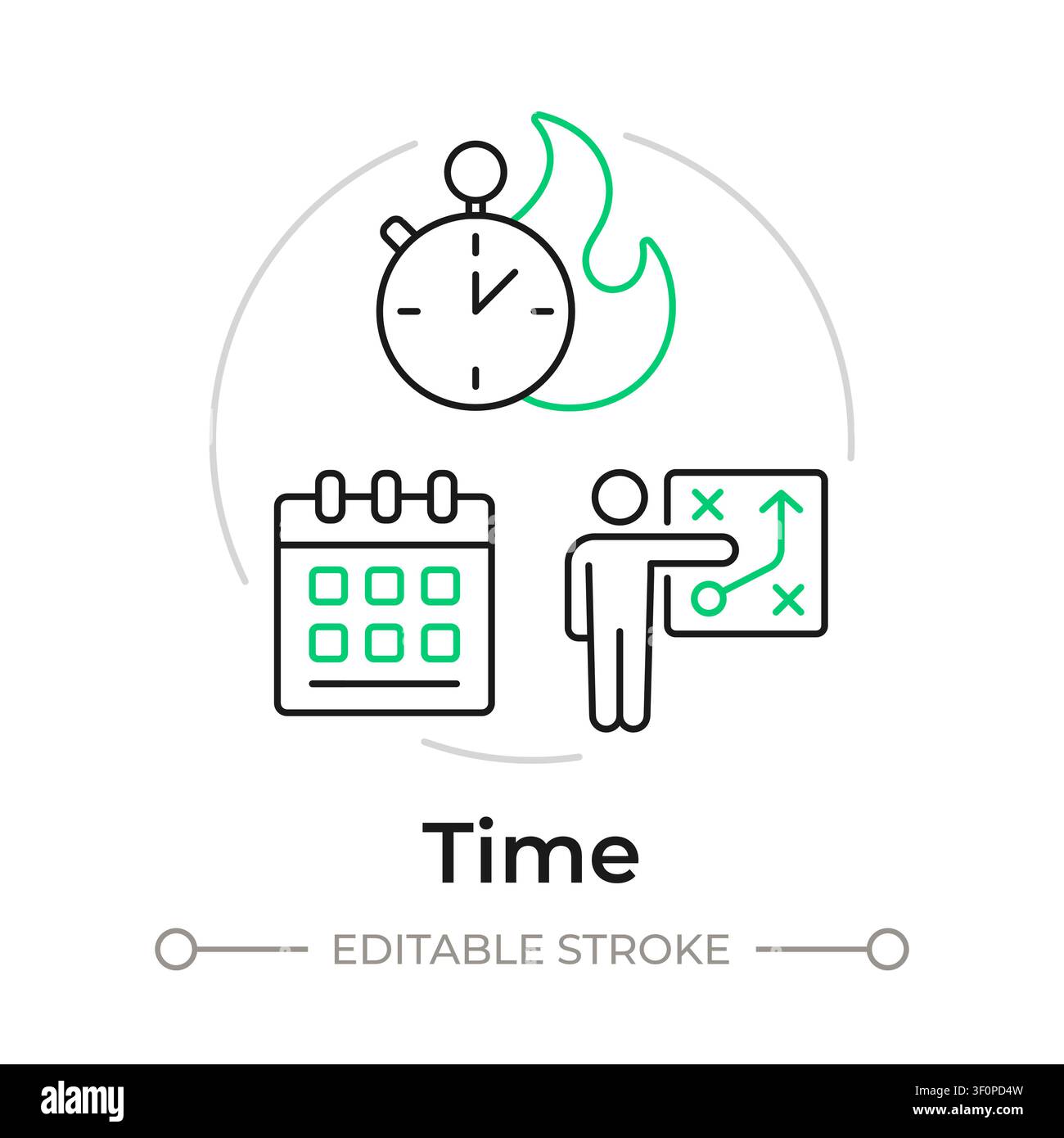 Time duotone line art concept icon Stock Vector