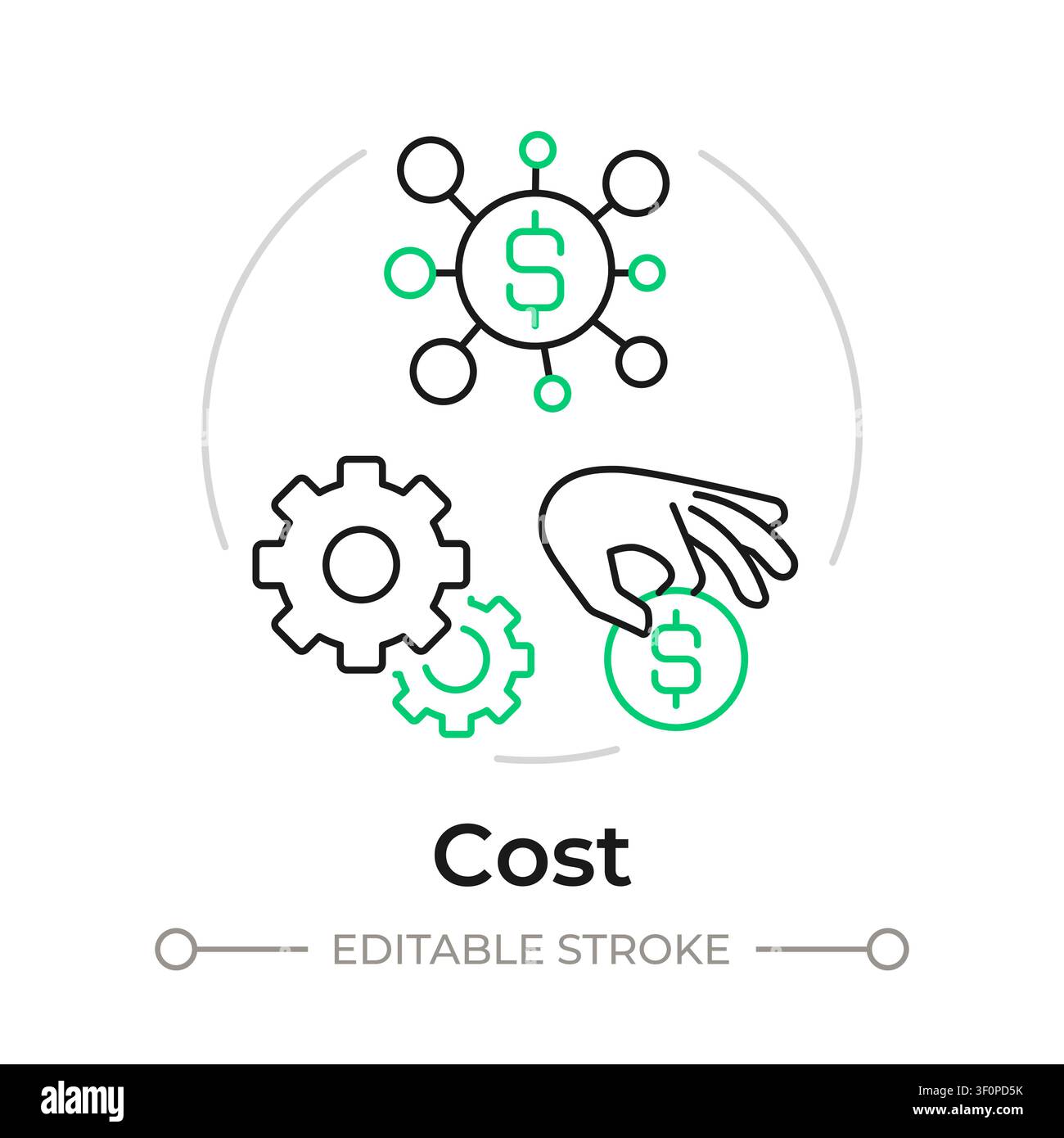 Cost duotone line art concept icon Stock Vector