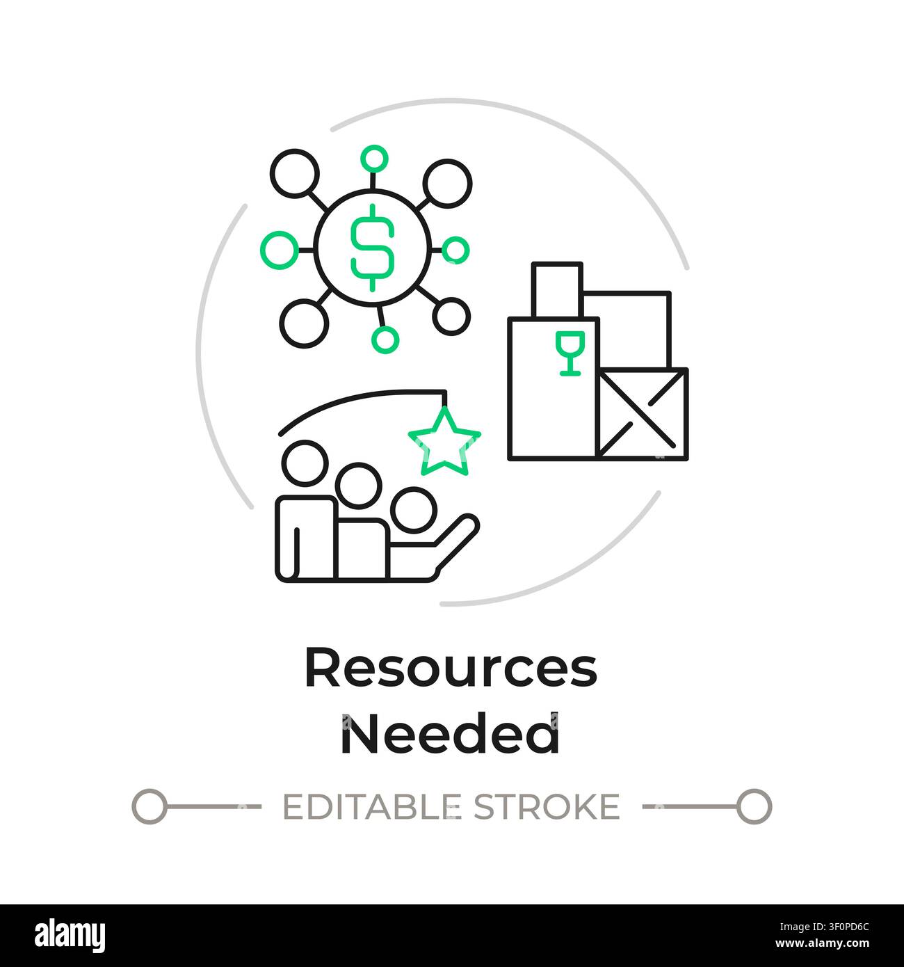 Resources needed duotone line art concept icon Stock Vector
