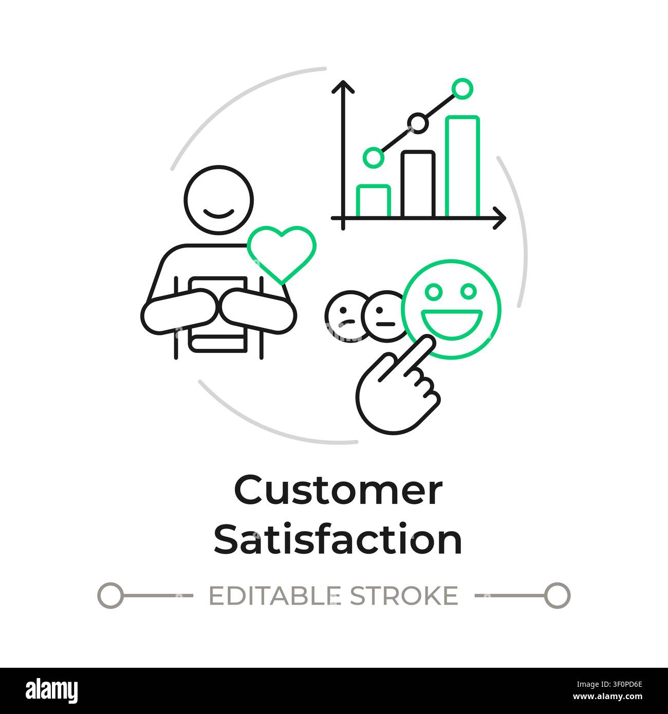 Customer satisfaction duotone line art concept icon Stock Vector