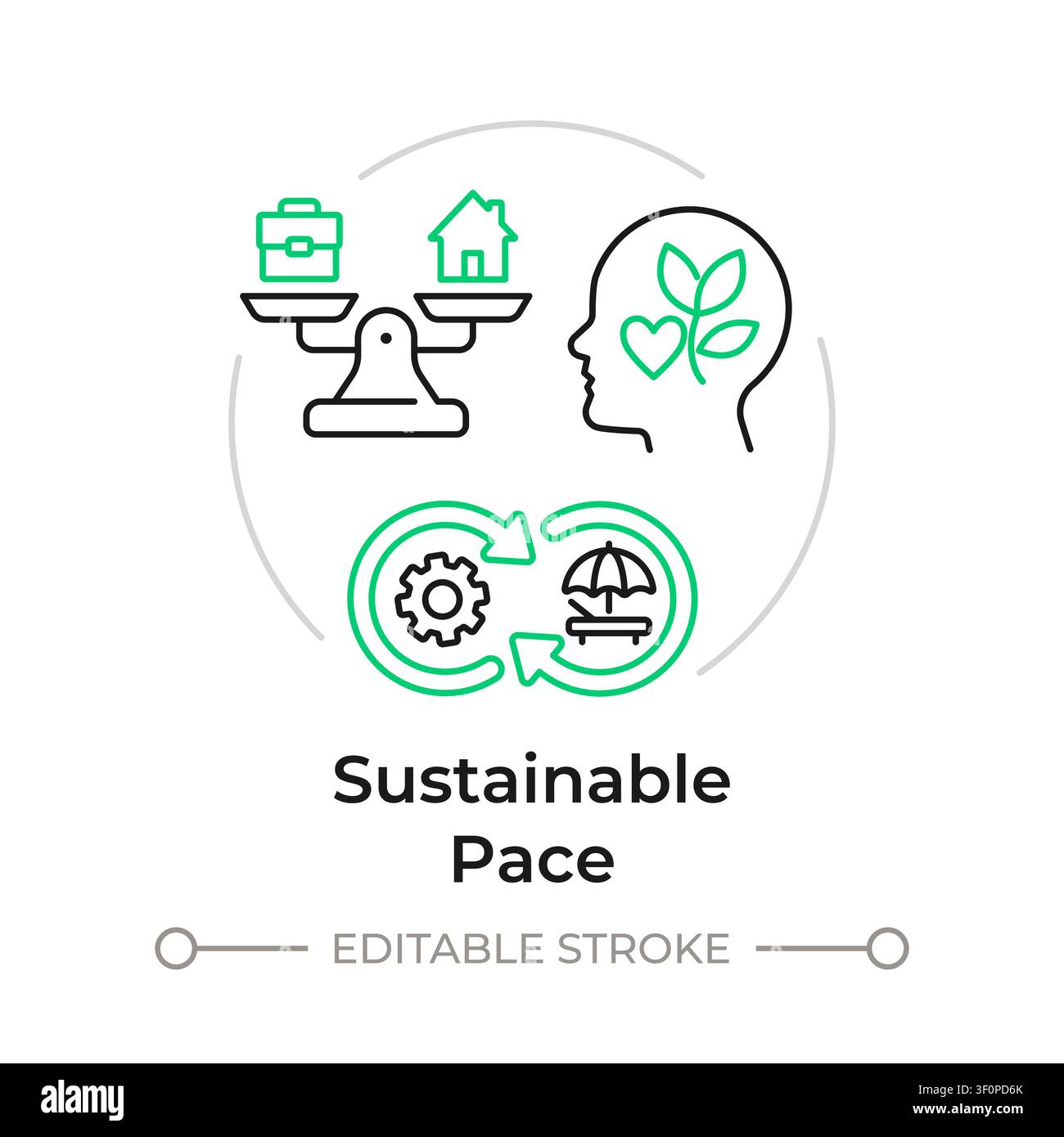 Sustainable pace duotone line art concept icon Stock Vector