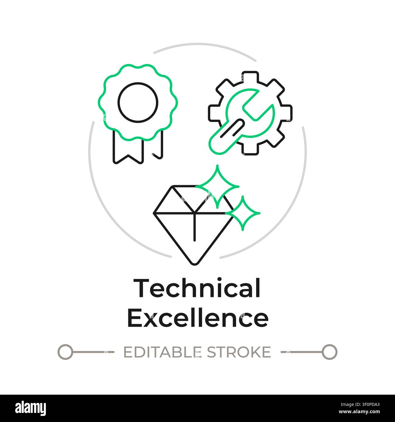 Technical excellence duotone line art concept icon Stock Vector