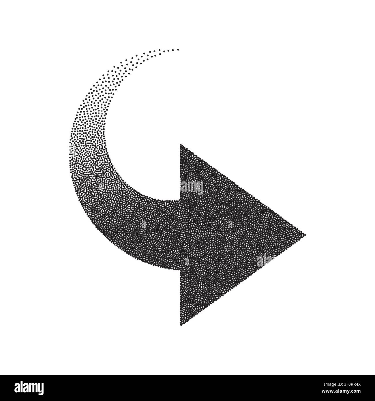 Dot arrow vector icon. Vintage gradation down arrow halftone shape icon. Stock Vector