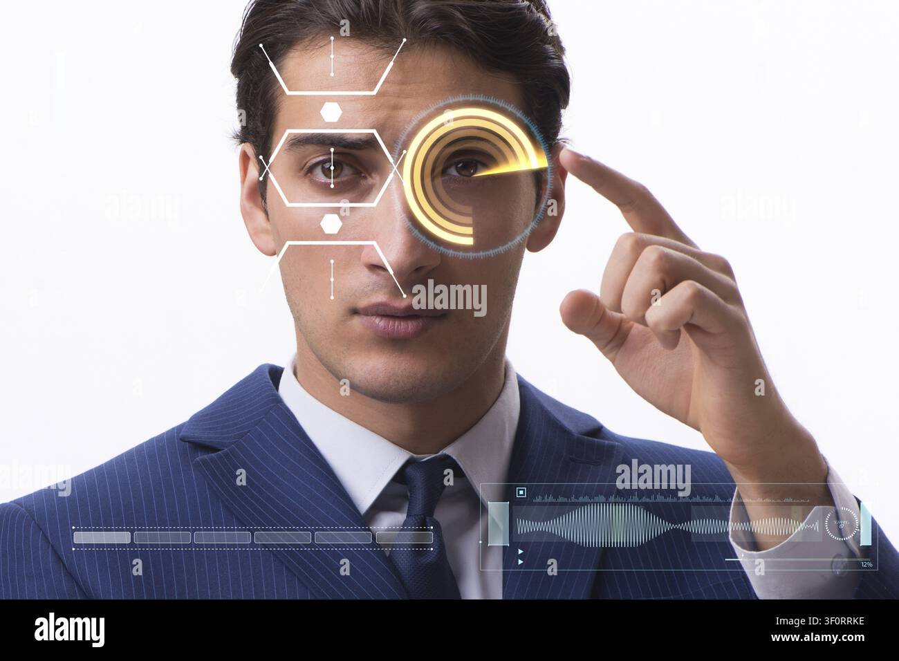Concept of sensor implanted into human eye Stock Photo