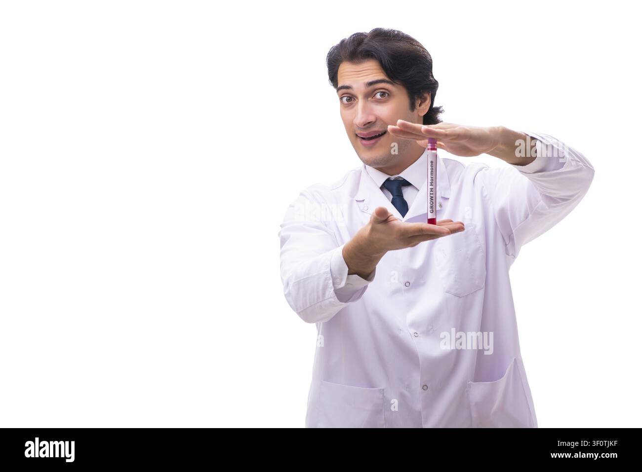 Young chemist isolated on white background Stock Photo