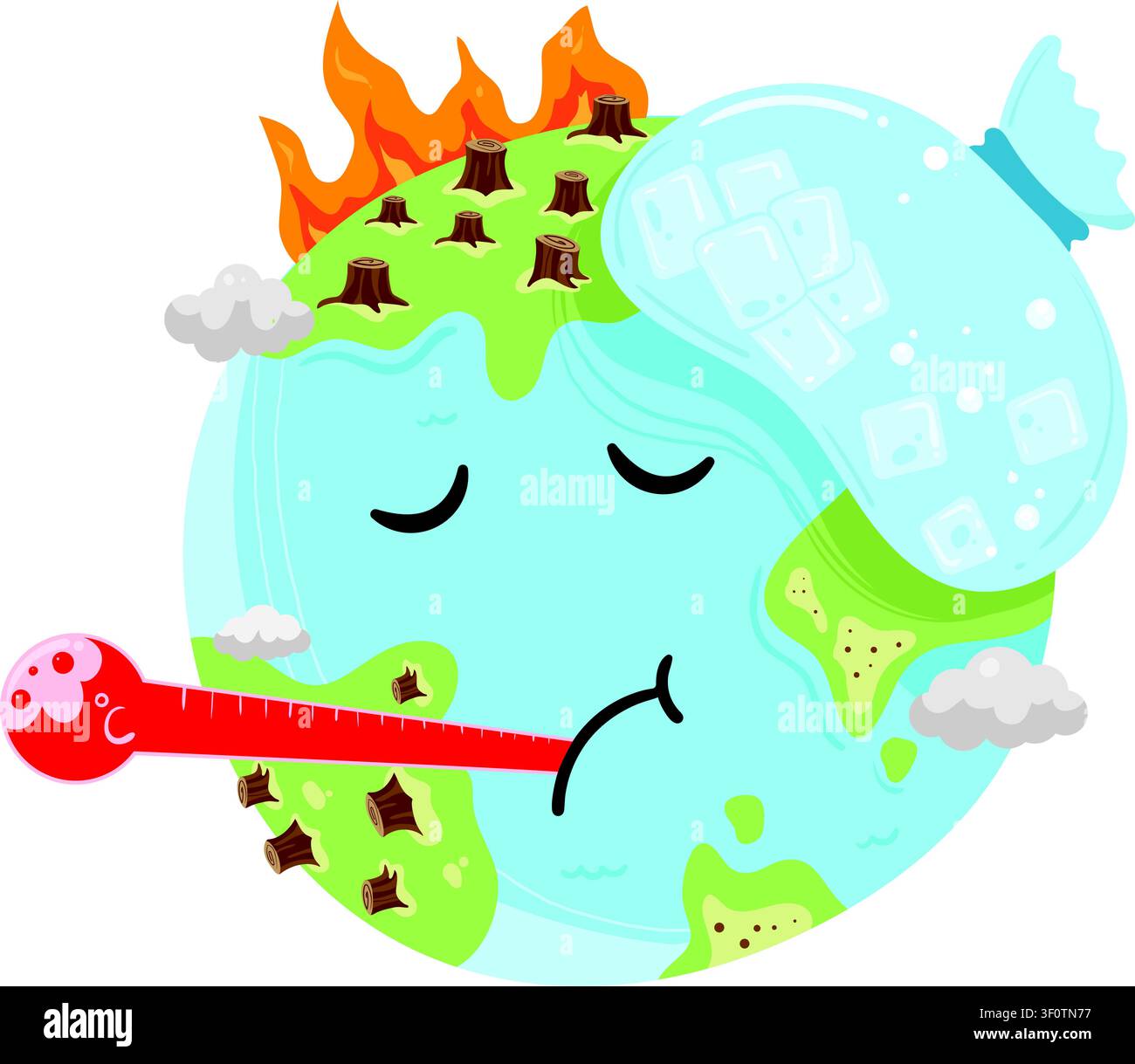 Planet Earth Suffering from Global Warming Fever Stock Vector