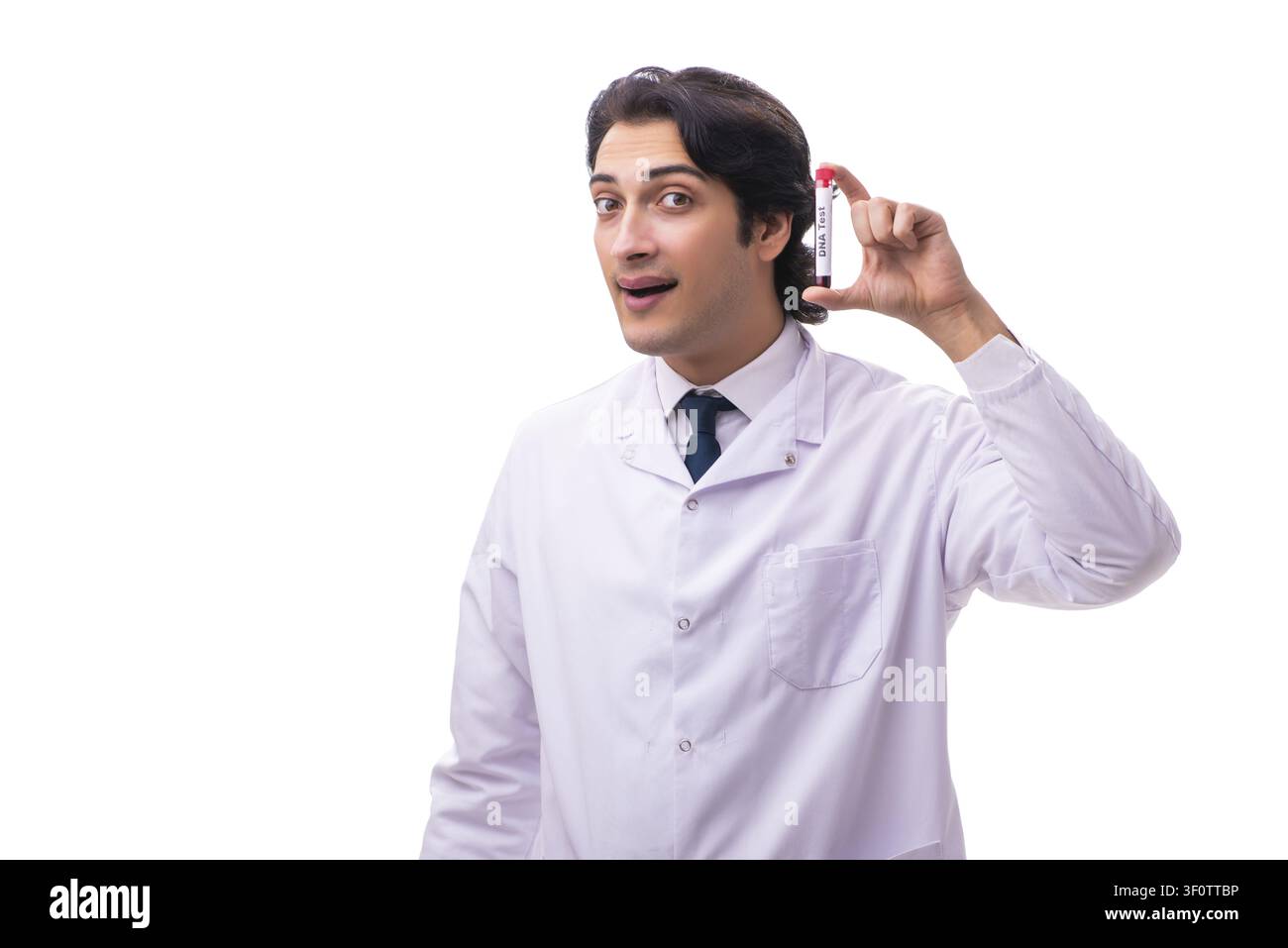 Young chemist isolated on white background Stock Photo