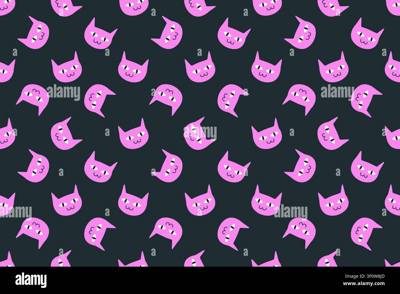 Cute Seamless Pattern with Pink Cats. Stock Vector