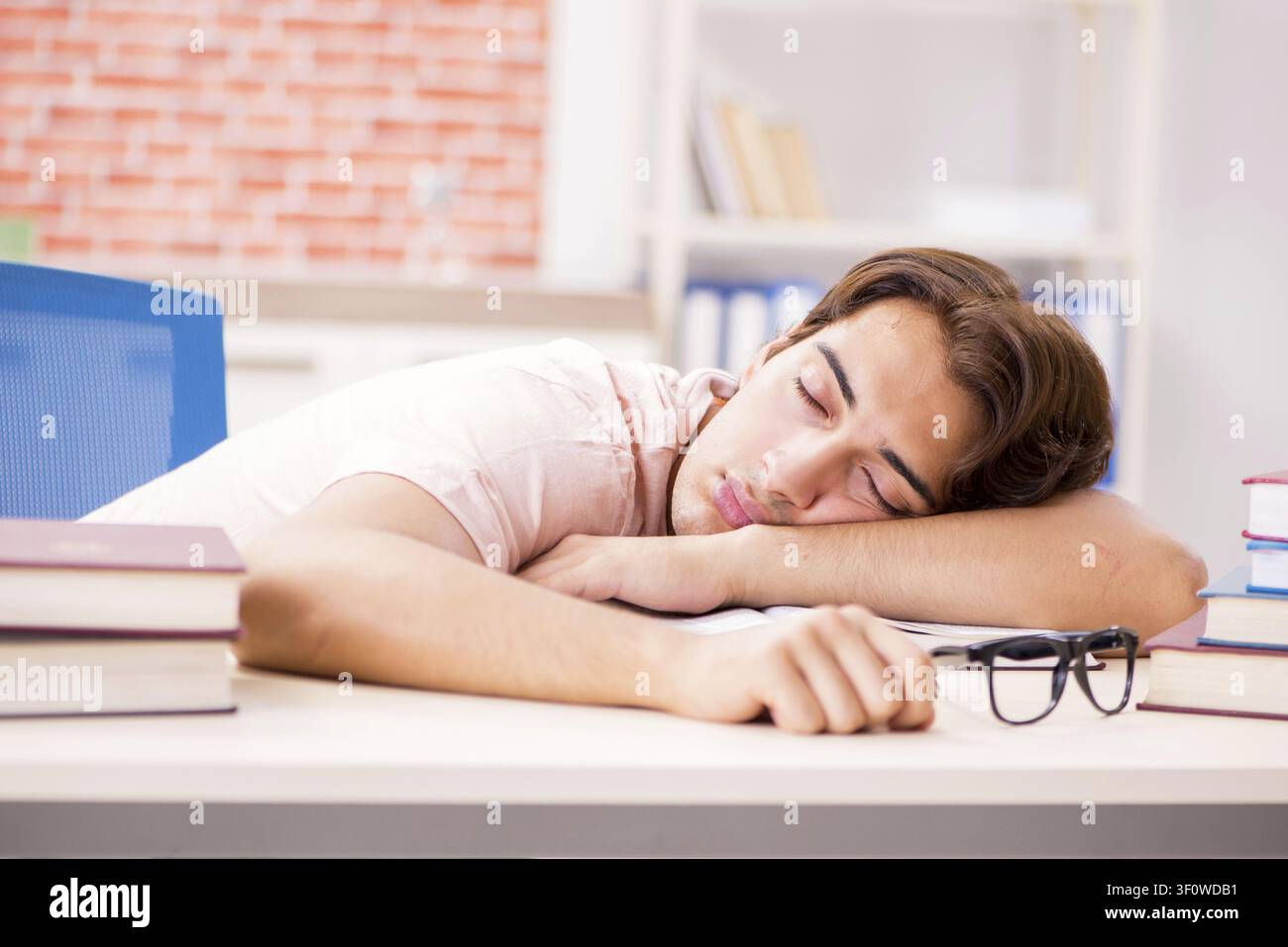 Young student preparing for college exams Stock Photo