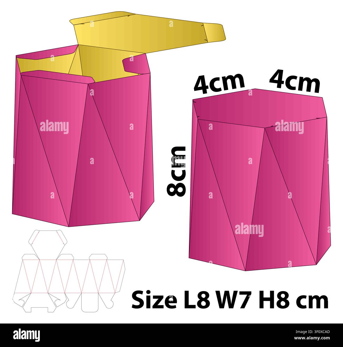 Geometric Hexagonal Faceted Gift Box Template Stock Vector