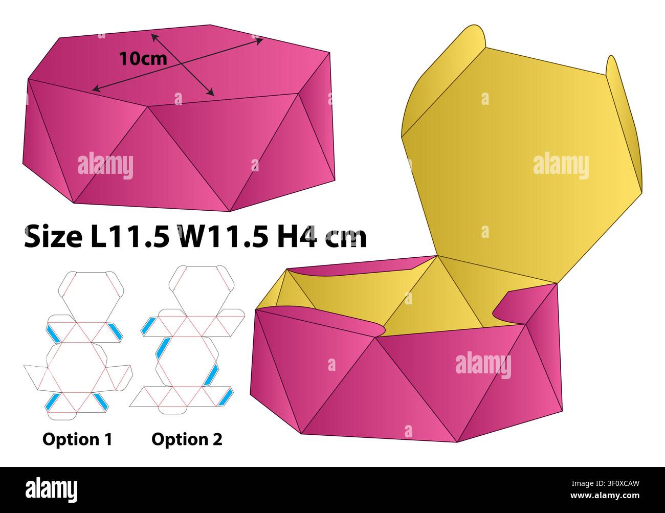 Geometric Hexagonal Faceted Gift Box Template Stock Vector
