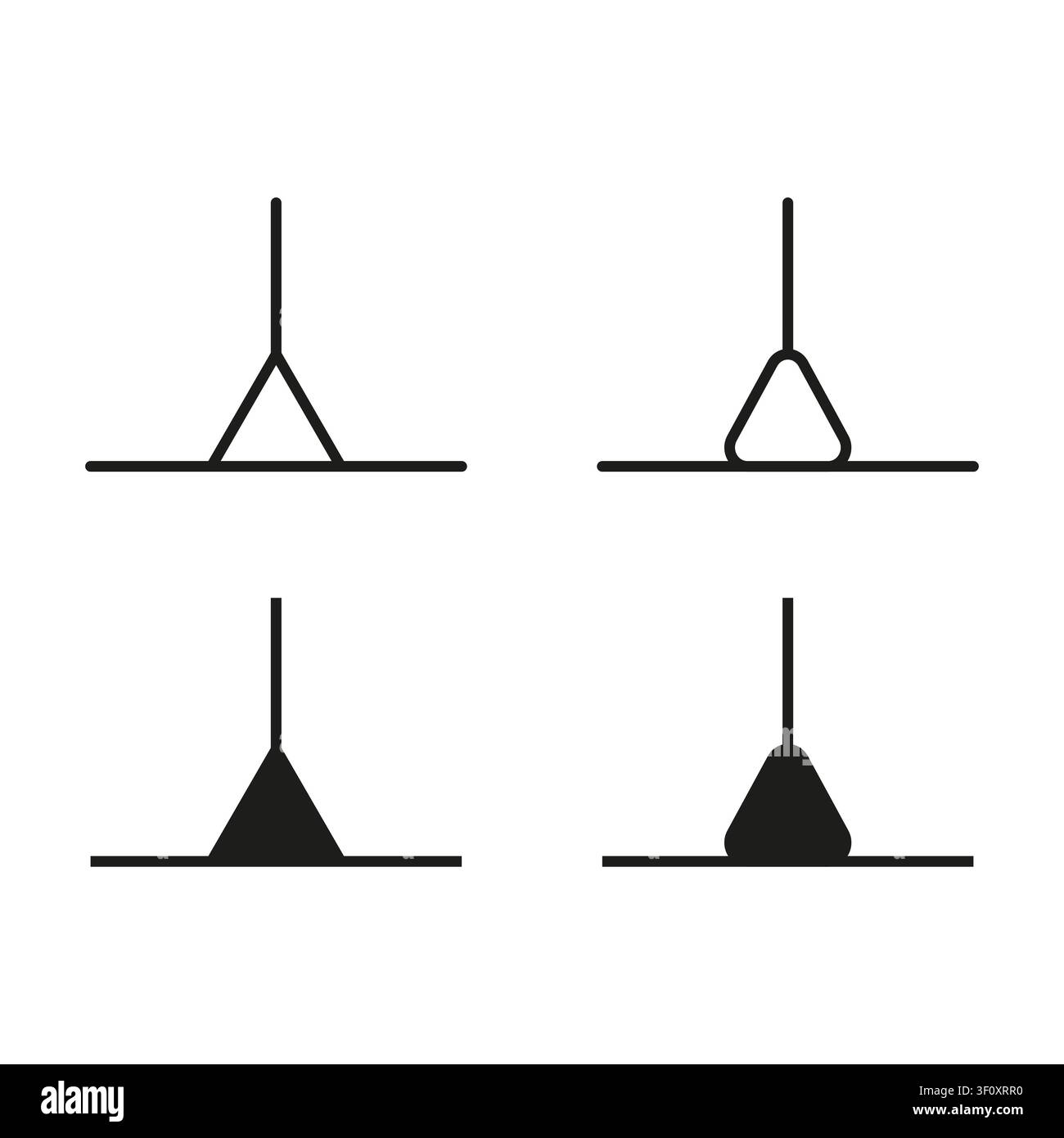 Geometric line evolution feature black vector set. This simple triangle shape visualizes abstract modern art layouts. eps 10 Stock Vector