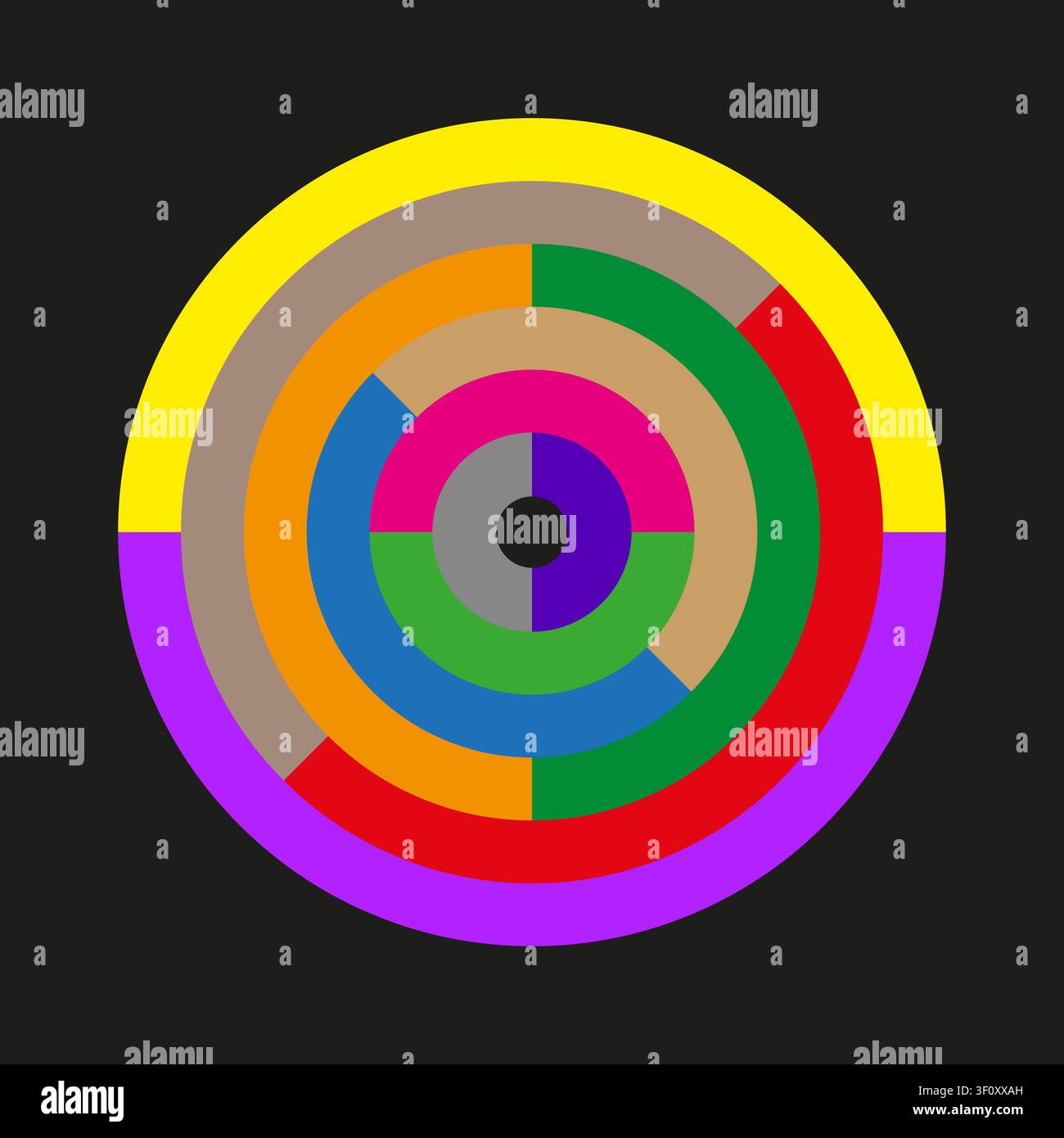 Concentric target segmented feature colorful vector shape. This geometric focus circle highlights modern data center progress. eps 10 Stock Vector