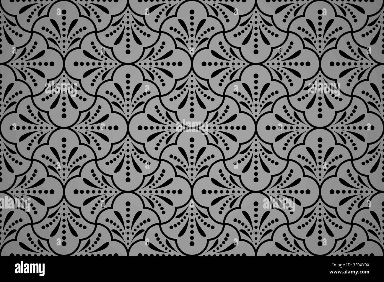 Flower geometric pattern. Seamless vector background. Black and grey ornament Stock Vector