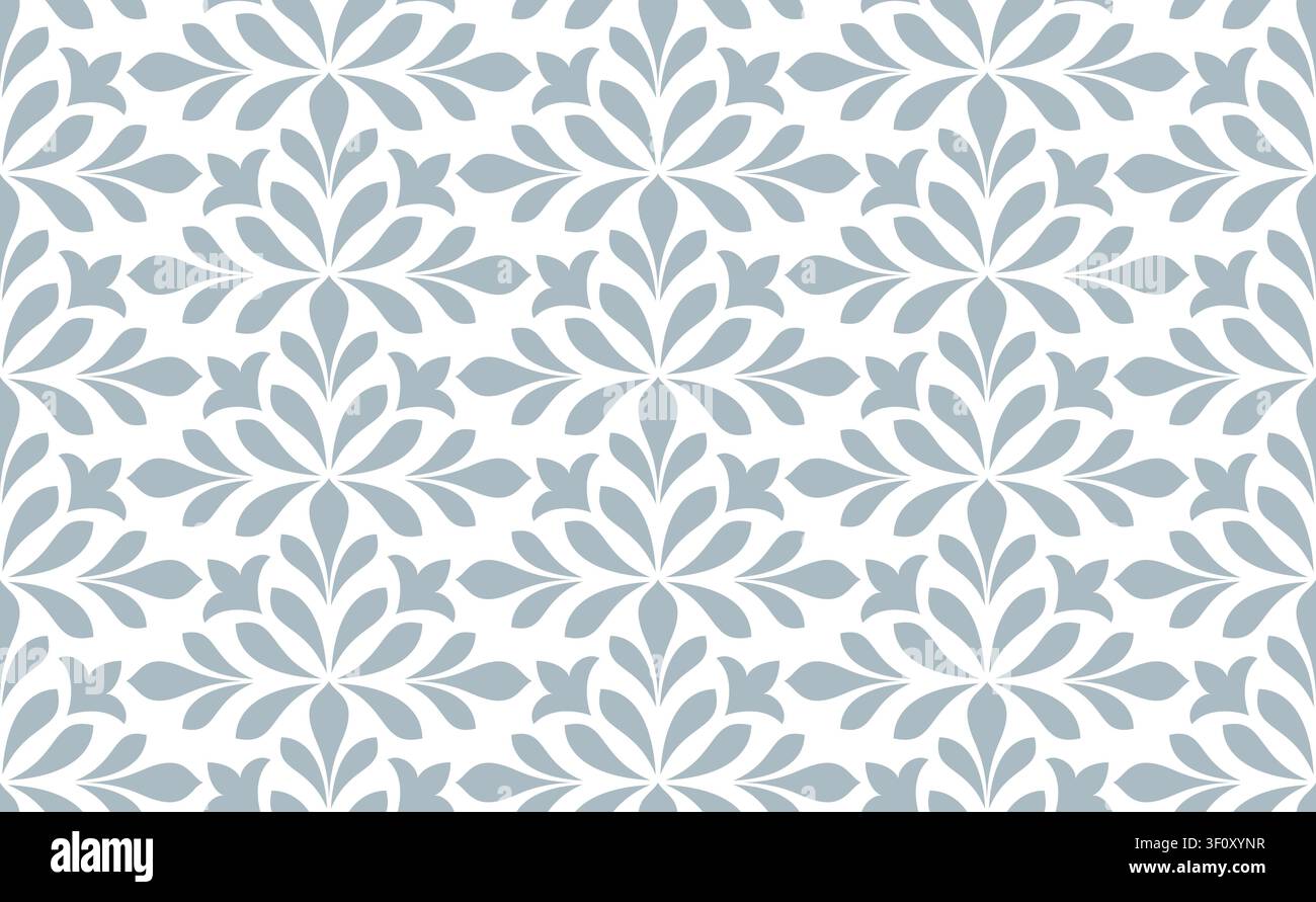 Flower geometric pattern. Seamless vector background. White and blue ornament Stock Vector