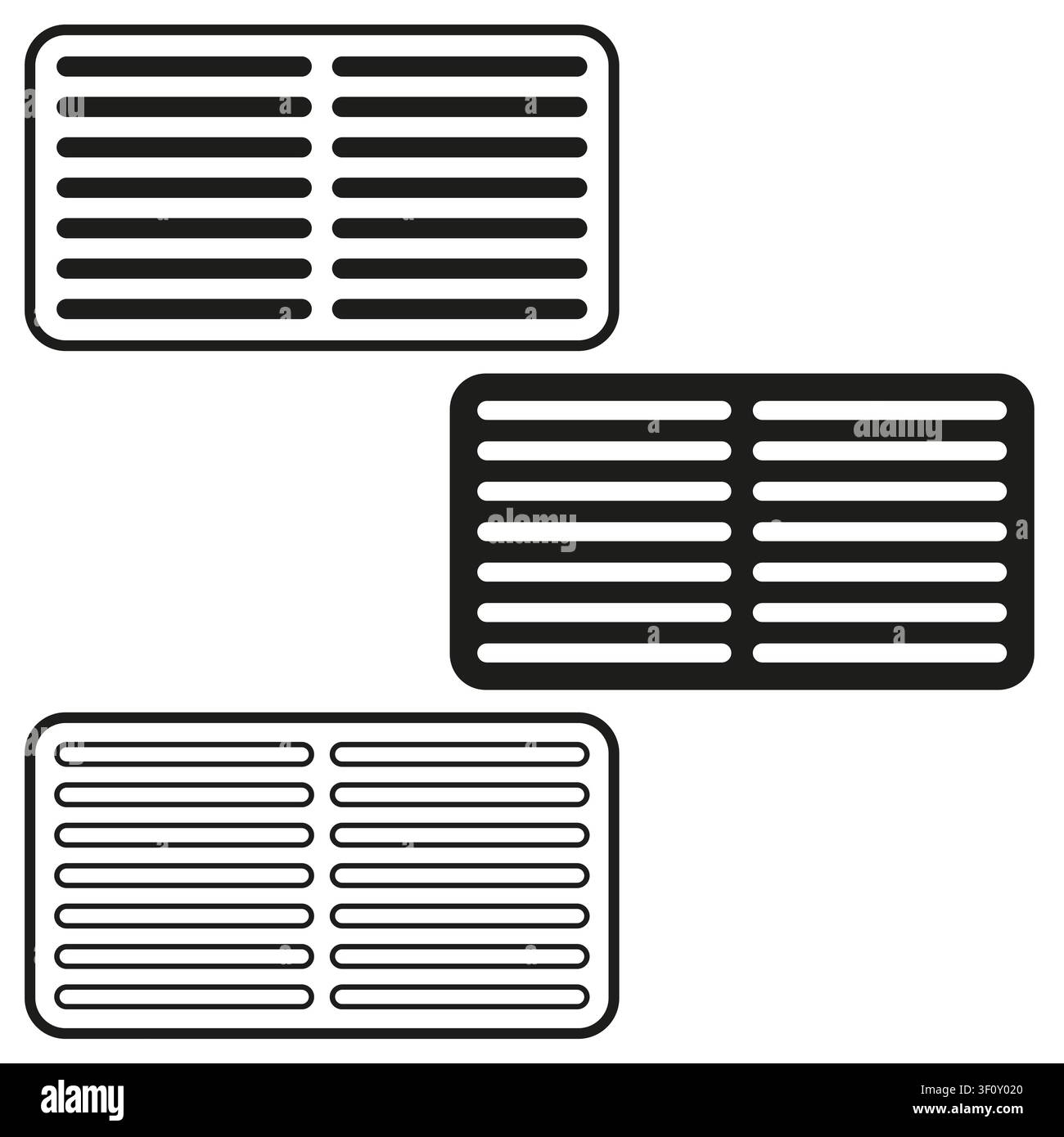 Ventilation grill panel feature black vector icon. This simple air vent visualizes modern cooling system layouts. eps 10 Stock Vector
