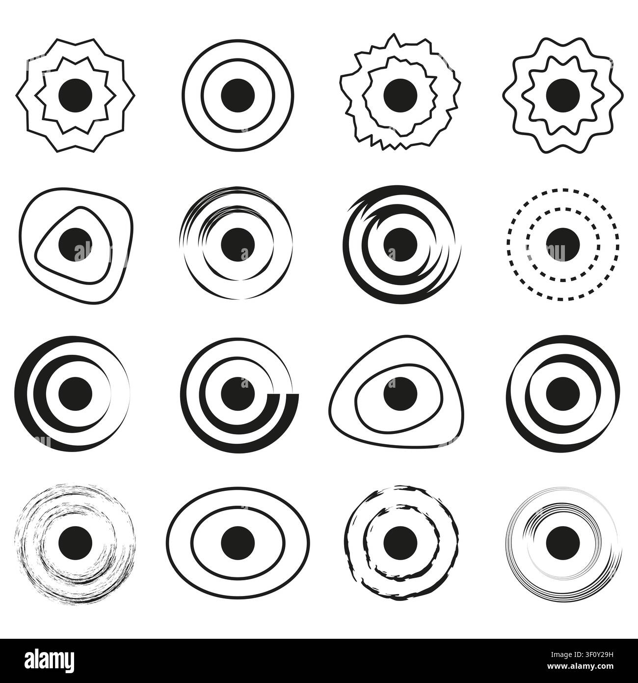 Abstract blob circle form feature black vector collection. This fluid geometry complements simple modern background dots. Stock Vector