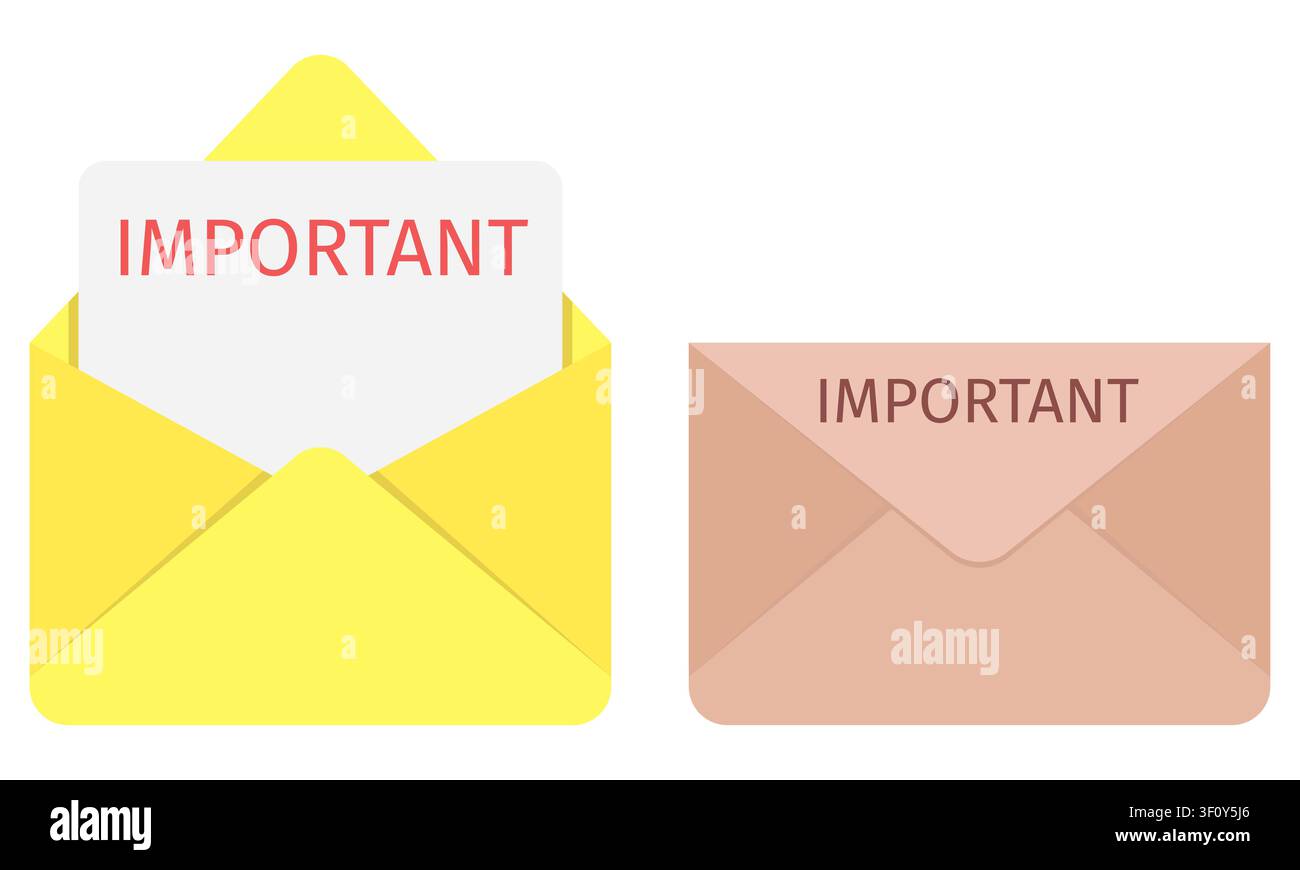 Important Email Envelope Vector Illustration Priority Message Urgent Notice Inbox Notification Stock Vector