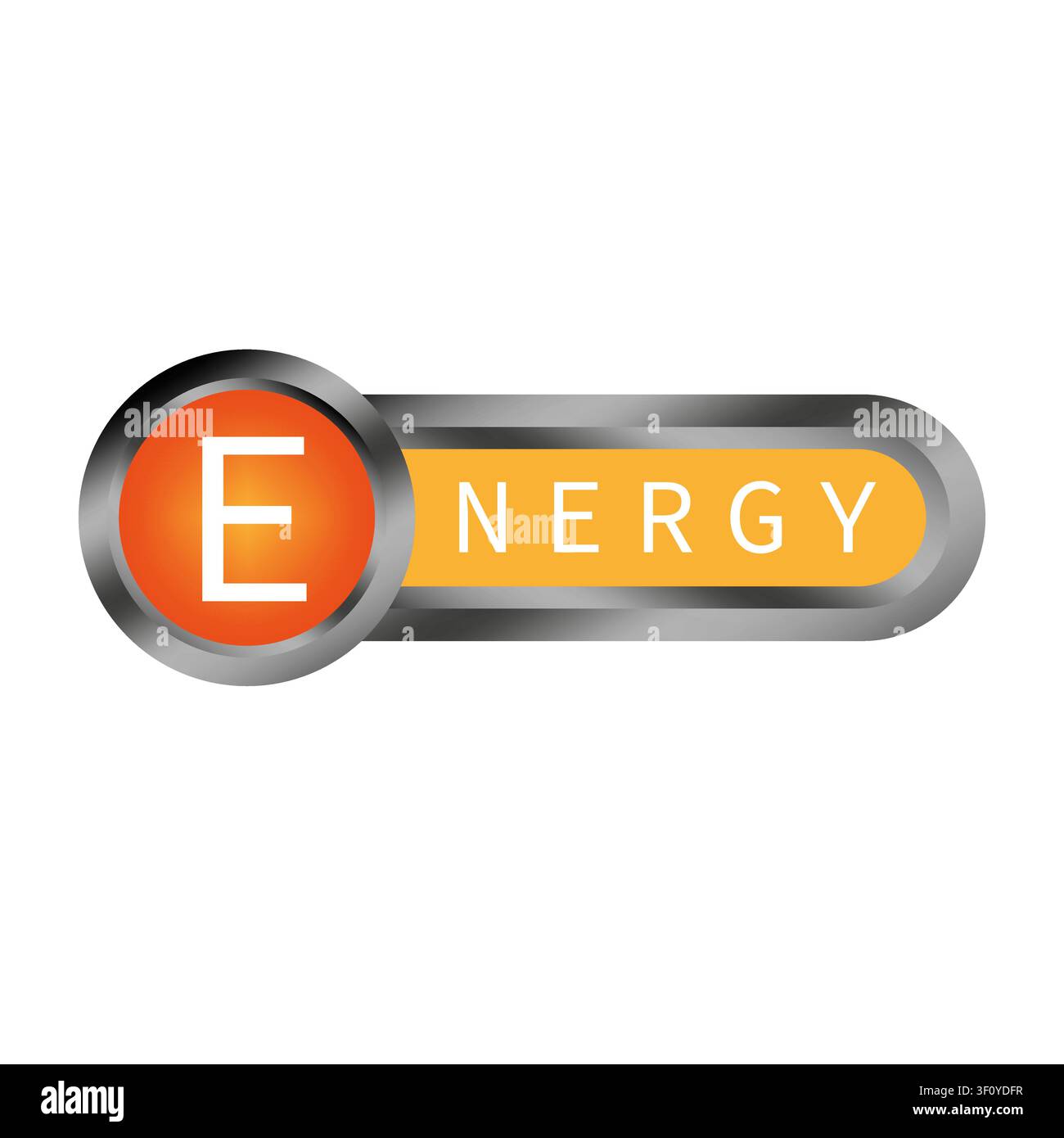 Energy text glossy button color vector element features shiny UI. The metallic interface concept complements tech designs. Stock Vector
