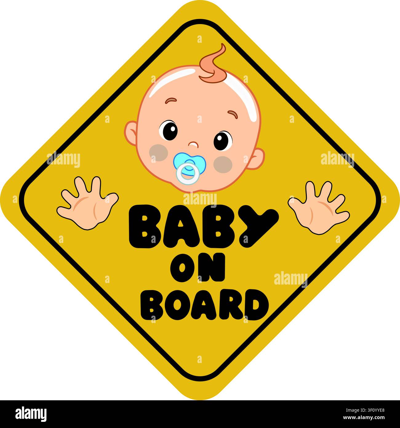 Baby on Board Car Sticker Icon. Child in Vehicle Warning Sign. Flat Vector Illustration Stock Vector