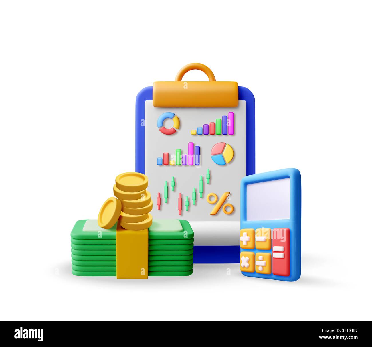 3D budget planning and investment analysis. Stock Vector