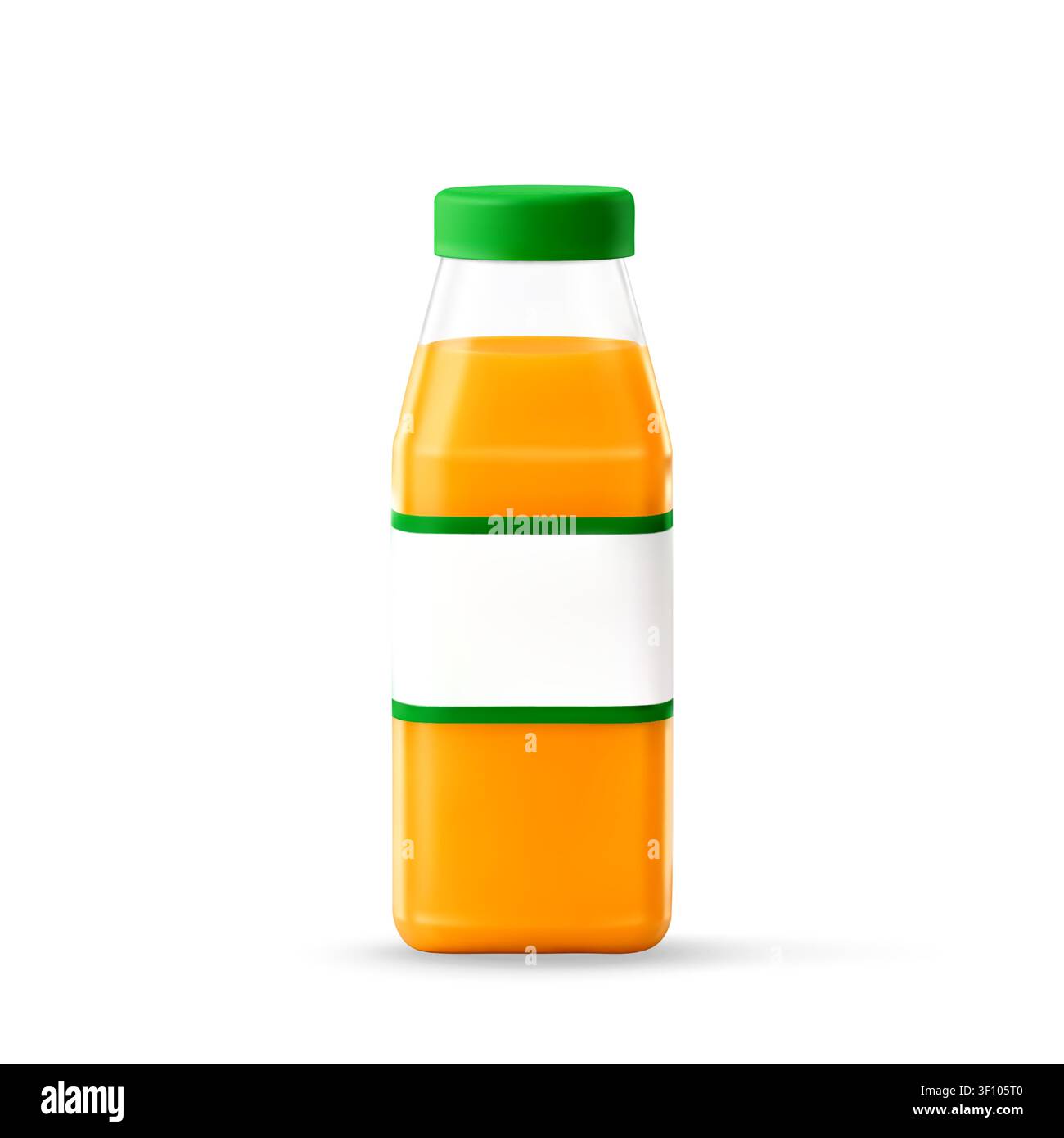 3D Plastic bottle filled with fresh orange juice. Stock Vector