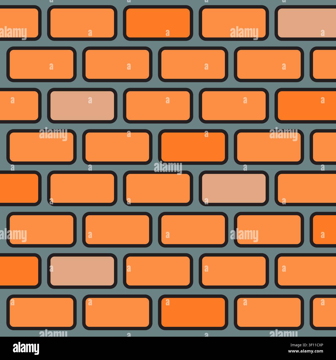 Red brick wall masonry features flat vector background. Represents construction building exterior textures. Stock Vector