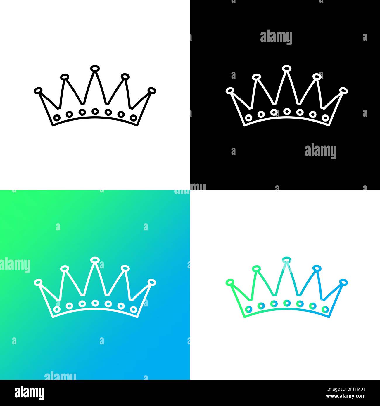 Royal crown king element features linear vector variation. Represents premium leadership success themes. Stock Vector