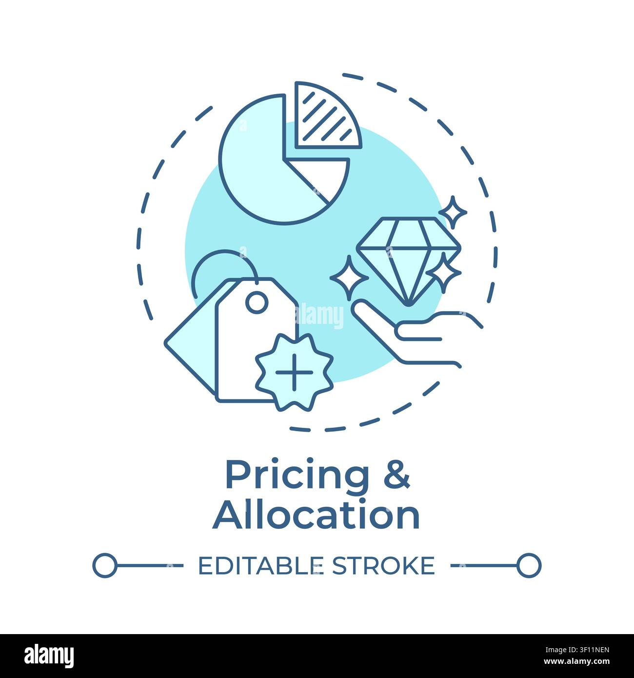 Pricing and allocation soft blue concept icon Stock Vector