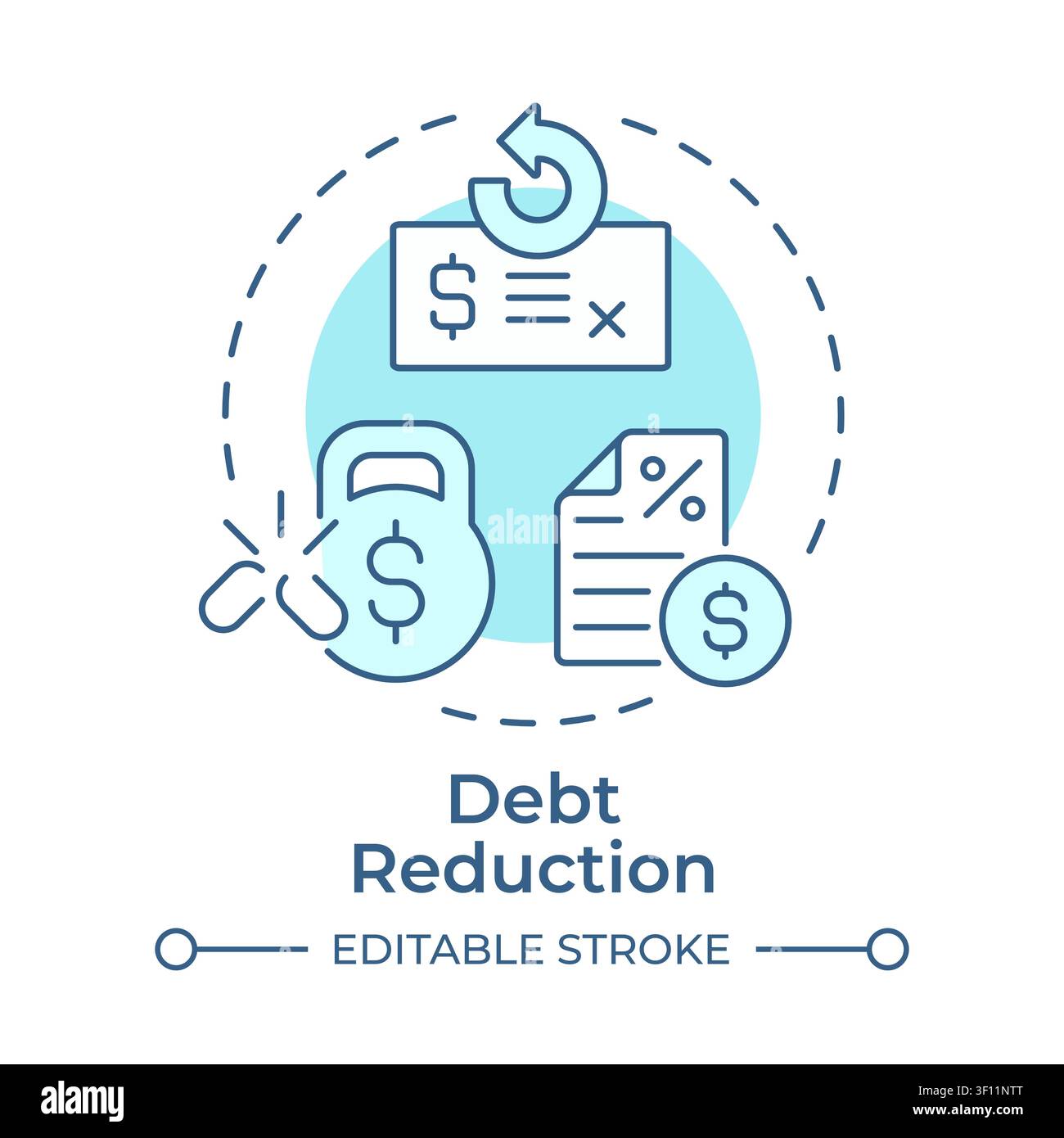 Debt reduction soft blue concept icon Stock Vector