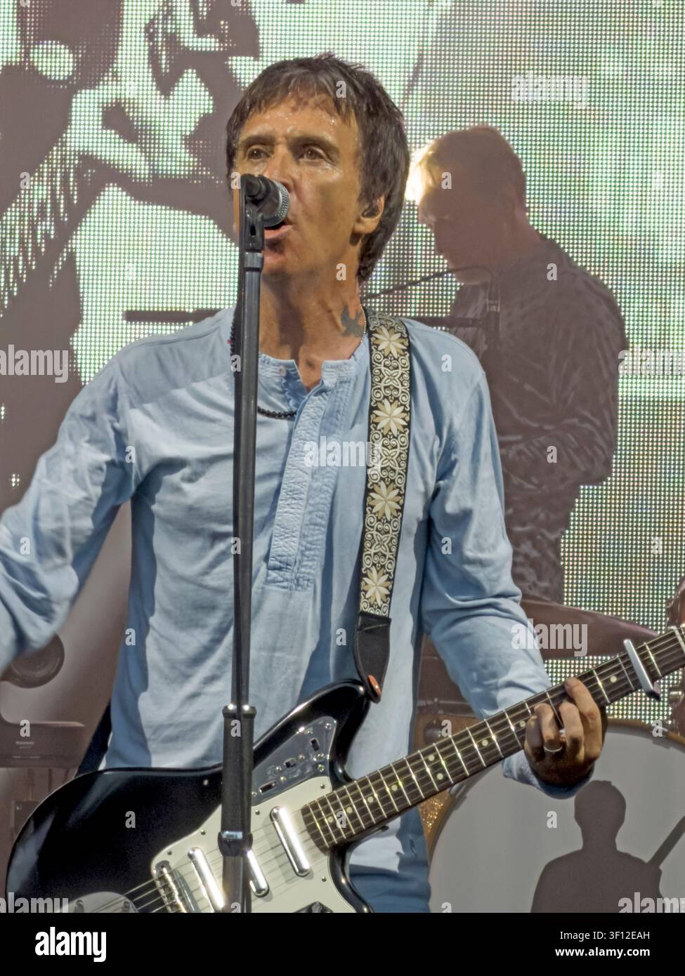 Johnny Marr sings & plays guitar in his Manchester homecoming concert at Castlefield Bowl for Sounds of the City,9 Jul 202,plus Everything Everything Stock Photo