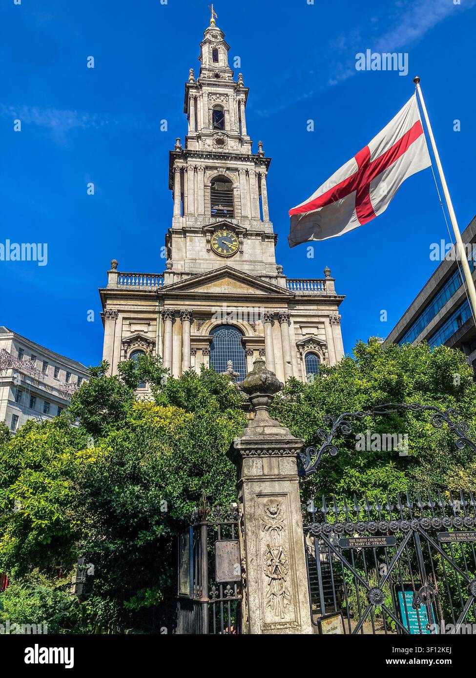 view of St Mary le Strand, taken from the  Strand, London. - Smartphone Captured Stock Image