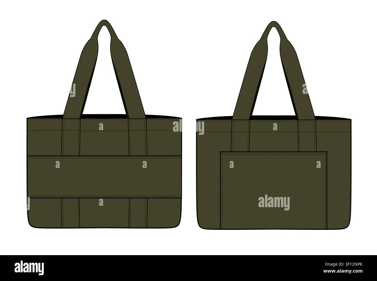 Tote bags vector template technical drawing. Stock Vector