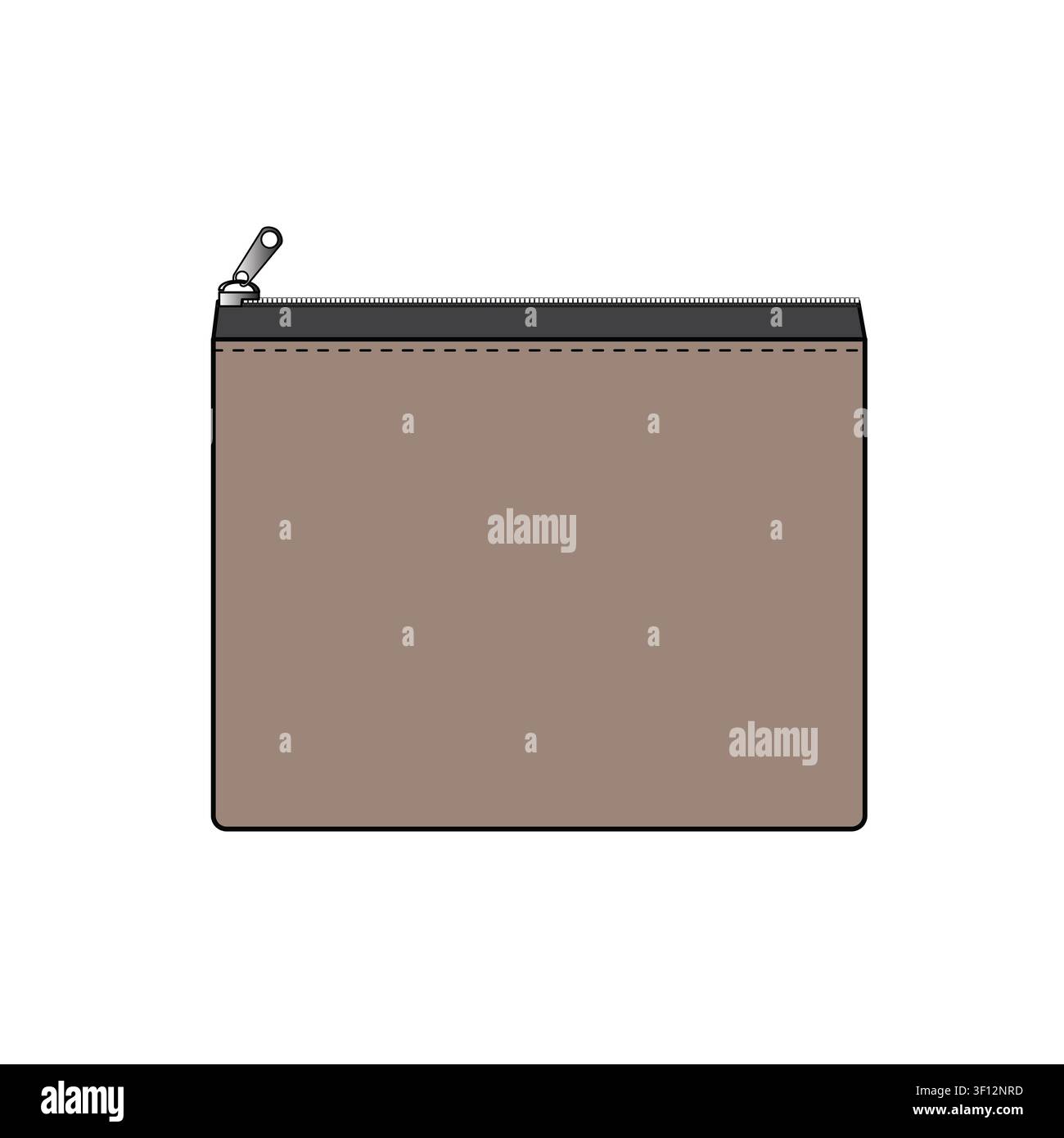 Zipper pouch bag flat drawing vector design mockup template. Stock Vector