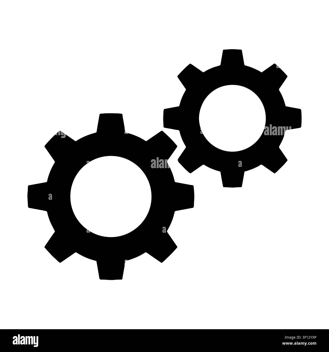 Two interlocking gears icon isolated on white background.  Stock Vector