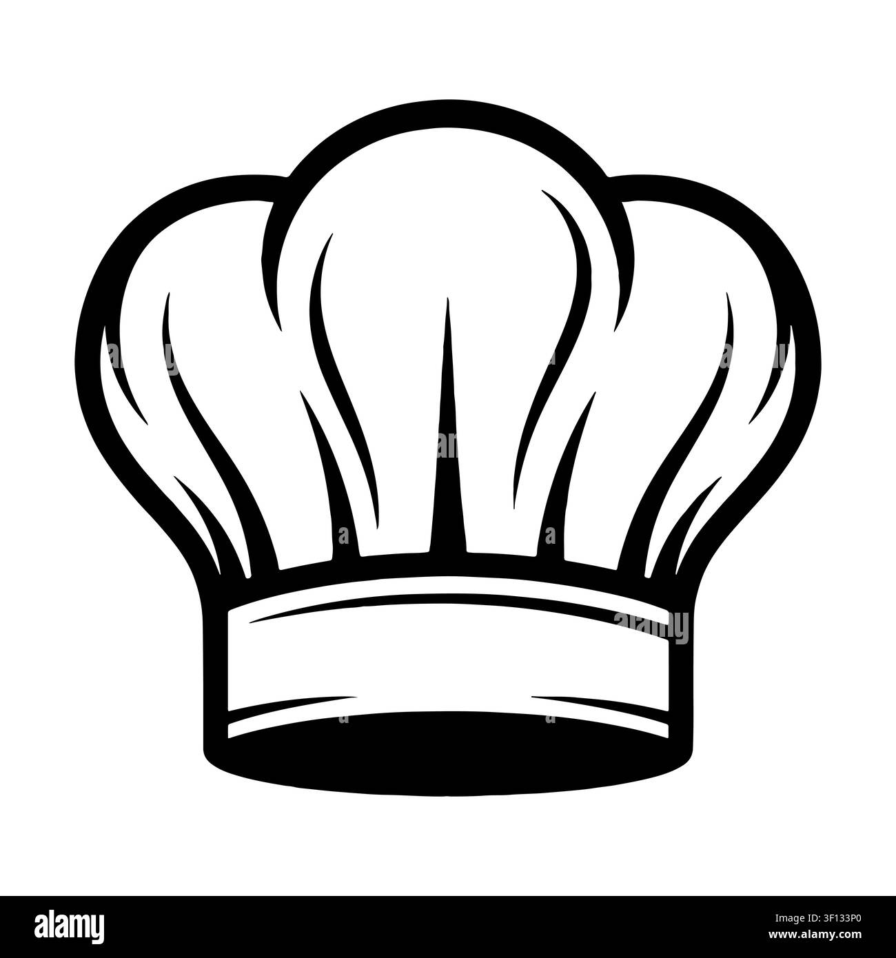Stylized chef hat line art logo for restaurant or bakery.  Stock Vector